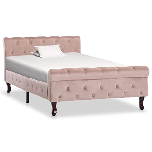 Qnhdfrt Bettgestell Rosa Samt 100 x 200 cm Klassisches Polsterbett mit Kiefernholzbeinen und Samtbezug Elegantes Design für Schlafzimmer Qnhdfrt Bettgestell Rosa Samt 100 x 200 cm Klassisches Polsterbett mit Kiefernholzbeinen und Samtbezug Elegantes Design für Schlafzimmer von Qnhdfrt