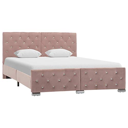 Qnhdfrt Bettgestell Rosa Samt 140x200 cm Modernes Design mit Stahlfüßen und Hochwertigem Holzrahmen Elegantes Polsterbett für Schlafzimmer Qnhdfrt Bettgestell Rosa Samt 140x200 cm Modernes Design mit Stahlfüßen und Hochwertigem Holzrahmen Elegantes Polsterbett für Schlafzimmer von Qnhdfrt