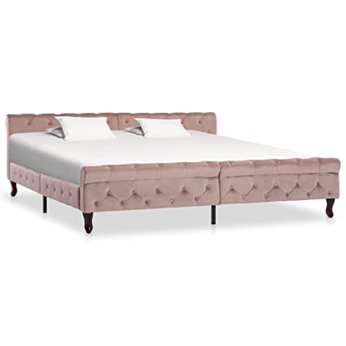 Qnhdfrt Bettgestell Rosa Samt 200 x 200 cm Klassisches Polsterbett mit Kiefernholzbeinen und Samtbezug Elegantes Design für Schlafzimmer Qnhdfrt Bettgestell Rosa Samt 200 x 200 cm Klassisches Polsterbett mit Kiefernholzbeinen und Samtbezug Elegantes Design für Schlafzimmer von Qnhdfrt