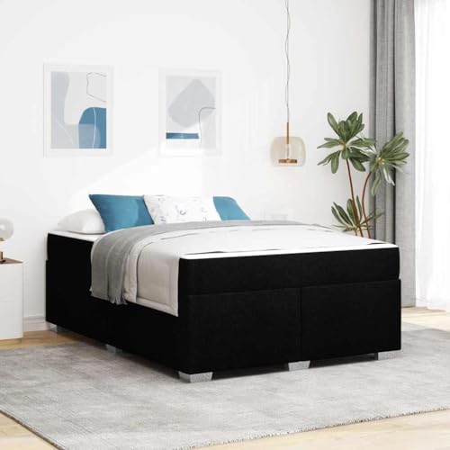 Qnhdfrt Bettgestell Schwarz 140 x 200 cm mit Matratze Modernes Design & Robuste Holzwerkstoffkonstruktion für Schlafzimmer Gästebett und Jugendzimmer von Qnhdfrt