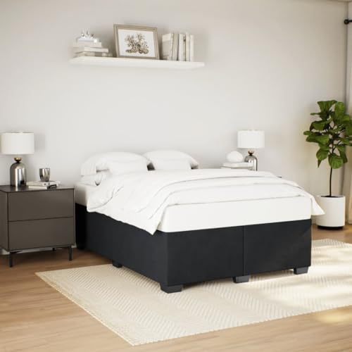 Qnhdfrt Bettgestell Schwarz 140x200 cm Samtstoff Bett mit Lattenrost und stabilen Füßen für erholsamen Schlaf in jedem Schlafzimmer von Qnhdfrt