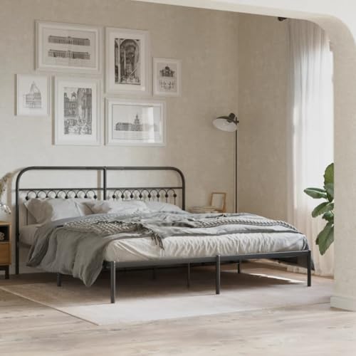 Qnhdfrt Bettgestell Schwarz 183x203 cm mit Kopfteil aus Stahl Robustes Metallbett mit Lattenrost und Stauraum für Schlafzimmer Gästebett oder Doppelbett Qnhdfrt Bettgestell Schwarz 183x203 cm mit Kopfteil aus Stahl Robustes Metallbett mit Lattenrost und Stauraum für Schlafzimmer Gästebett oder Doppelbett von Qnhdfrt