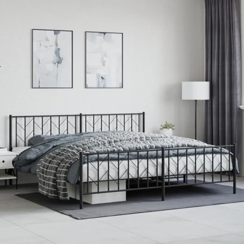 Qnhdfrt Bettgestell Schwarz 200x200 cm mit Metallkonstruktion Robuste Lattenrost und Stauraum Elegantes Design für Schlafzimmer Gästebett und Heimbett von Qnhdfrt