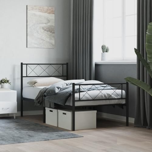 Qnhdfrt Bettgestell Schwarz Metallbett 90x190 cm mit Robustem Stahlrahmen und Lattenrost für Stabilität und Atmungsaktivität Perfektes Gästebett oder Jugendbett mit Stauraum Qnhdfrt Bettgestell Schwarz Metallbett 90x190 cm mit Robustem Stahlrahmen und Lattenrost für Stabilität und Atmungsaktivität Perfektes Gästebett oder Jugendbett mit Stauraum von Qnhdfrt