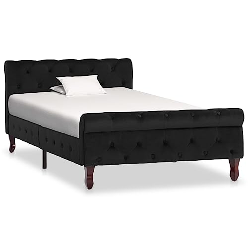 Qnhdfrt Bettgestell Schwarz Samt 100 x 200 cm Modernes Polsterbett mit Kiefernholz Beinen Elegantes Design & Einfache Montage für Schlafzimmer Qnhdfrt Bettgestell Schwarz Samt 100 x 200 cm Modernes Polsterbett mit Kiefernholz Beinen Elegantes Design & Einfache Montage für Schlafzimmer von Qnhdfrt