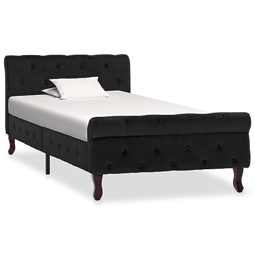 Qnhdfrt Bettgestell Schwarz Samt 90 x 200 cm Klassisches Polsterbett aus Sperrholz mit Kiefernholzbeinen Elegantes Design für Schlafzimmer Qnhdfrt Bettgestell Schwarz Samt 90 x 200 cm Klassisches Polsterbett aus Sperrholz mit Kiefernholzbeinen Elegantes Design für Schlafzimmer von Qnhdfrt