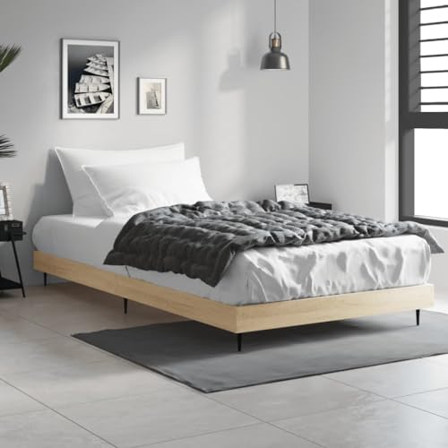 Qnhdfrt Bettgestell Sonoma-Eiche 100x200 cm mit Metallbeinen und Sperrholzlattenrobustes Holzwerkstoff Design für erholsamen Schlaf Gästebett oder Jugendbett Qnhdfrt Bettgestell Sonoma-Eiche 100x200 cm mit Metallbeinen und Sperrholzlattenrobustes Holzwerkstoff Design für erholsamen Schlaf Gästebett oder Jugendbett von Qnhdfrt