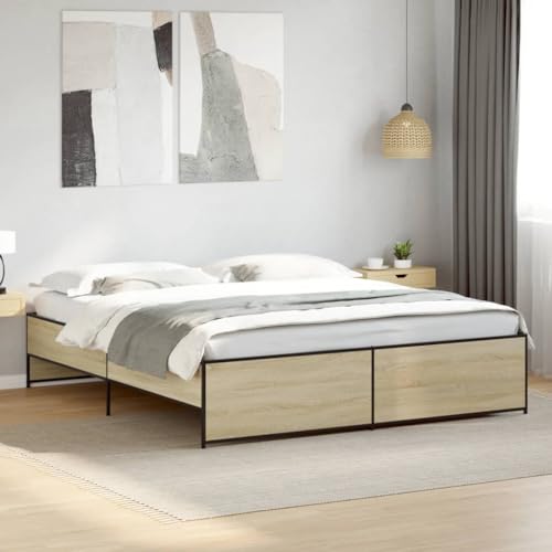Qnhdfrt Bettgestell Sonoma Eiche 180x 200 cm mit Metallbeinen und Sperrholzlattenrost für erholsamen Schlaf in Schlafzimmer und Gästezimmer Qnhdfrt Bettgestell Sonoma Eiche 180x 200 cm mit Metallbeinen und Sperrholzlattenrost für erholsamen Schlaf in Schlafzimmer und Gästezimmer von Qnhdfrt