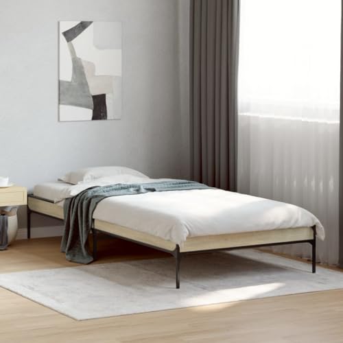 Qnhdfrt Bettgestell Sonoma-Eiche 90x200 cm Modernes Holzwerkstoff Bett mit Metallbeinen und Sperrholzlatten Robustes Gästebett oder Jugendbett für erholsamen Schlaf Qnhdfrt Bettgestell Sonoma-Eiche 90x200 cm Modernes Holzwerkstoff Bett mit Metallbeinen und Sperrholzlatten Robustes Gästebett oder Jugendbett für erholsamen Schlaf von Qnhdfrt