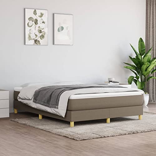 Qnhdfrt Bettgestell Taupe 140x190 cm aus atmungsaktivem Stoff mit stabilen Sperrholzlatten und Stützbeinen für erholsamen Schlaf im Schlafzimmer von Qnhdfrt