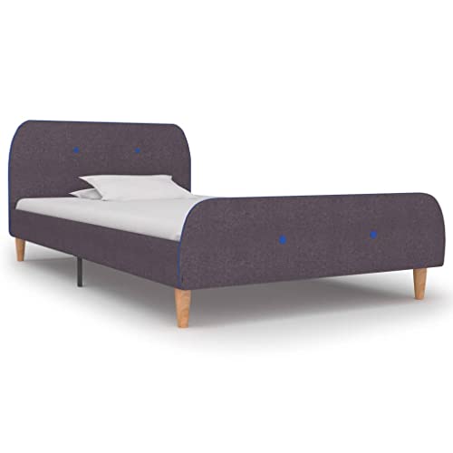Qnhdfrt Bettgestell Taupe Stoff 90x200 cm Klassischer Bettrahmen aus Holz und Eisen mit Elegantem Design Robuste Konstruktion für Langlebigkeit Geeignet für Schlafzimmer von Qnhdfrt