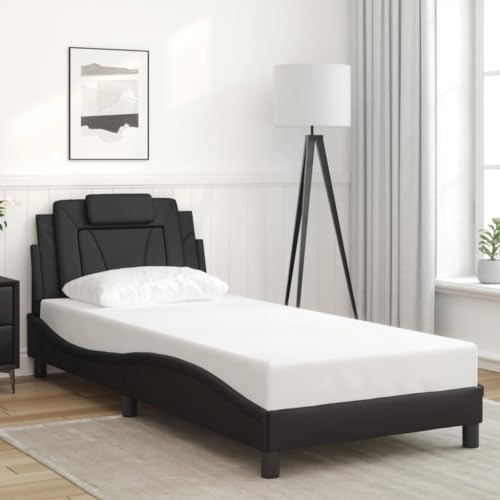 Qnhdfrt Bettgestell Viana 90x200 cm mit Kopfteil in Schwarz Modernes Design Kunstleder Bett mit Schaumstoff Kopfkissen für Schlafzimmer Qnhdfrt Bettgestell Viana 90x200 cm mit Kopfteil in Schwarz Modernes Design Kunstleder Bett mit Schaumstoff Kopfkissen für Schlafzimmer von Qnhdfrt