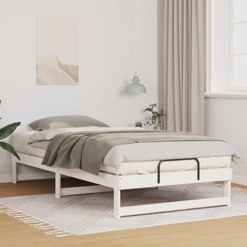 Qnhdfrt Bettgestell Weiß 100 x 200 cm Massivholz Kiefer Plattformbett mit Tragegriffen Minimalistisches Design für Schlafzimmer Gästebett oder Jugendzimmer Qnhdfrt Bettgestell Weiß 100 x 200 cm Massivholz Kiefer Plattformbett mit Tragegriffen Minimalistisches Design für Schlafzimmer Gästebett oder Jugendzimmer von Qnhdfrt