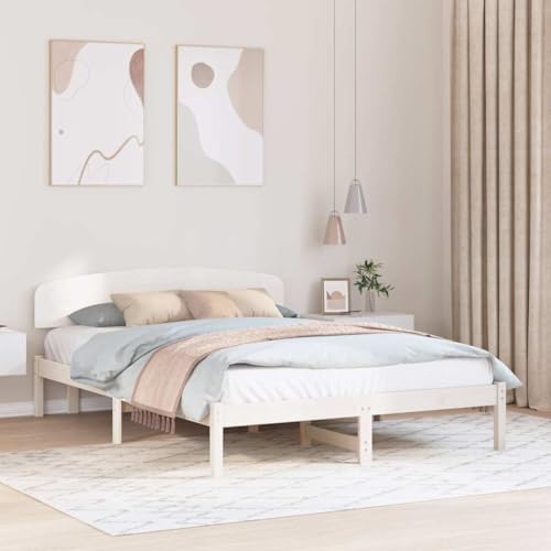 Qnhdfrt Bettgestell Weiß 150x200 cm Massivholz Kiefer mit Kopfteil Modernes Design für Schlafzimmer Robustes Daybed und Gästebett Qnhdfrt Bettgestell Weiß 150x200 cm Massivholz Kiefer mit Kopfteil Modernes Design für Schlafzimmer Robustes Daybed und Gästebett von Qnhdfrt