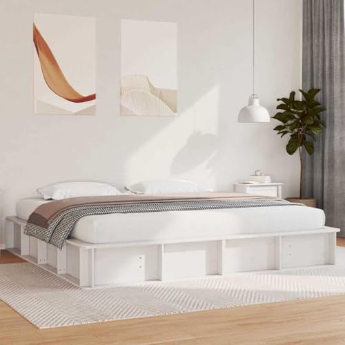 Qnhdfrt Bettgestell Weiß 180 x 200 cm Modernes Plattformbett mit Stauraum aus Kiefernholz und Metall für Schlafzimmer Qnhdfrt Bettgestell Weiß 180 x 200 cm Modernes Plattformbett mit Stauraum aus Kiefernholz und Metall für Schlafzimmer von Qnhdfrt