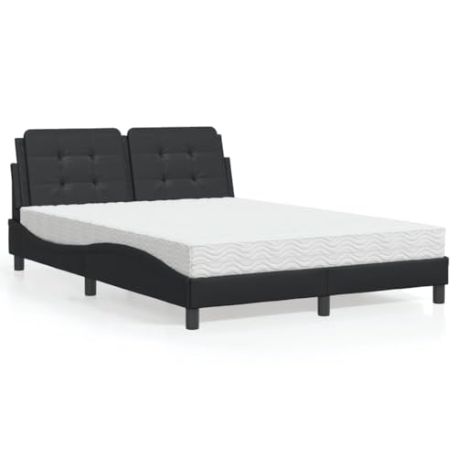 Qnhdfrt Bettgestell Zadar mit Schaumstoffmatratze 140x190 cm Modernes Kunstleder Design mit Wellenform und Kopfteil-Kissen für Schlafzimmer Gästebett oder Jugendbett Qnhdfrt Bettgestell Zadar mit Schaumstoffmatratze 140x190 cm Modernes Kunstleder Design mit Wellenform und Kopfteil-Kissen für Schlafzimmer Gästebett oder Jugendbett von Qnhdfrt