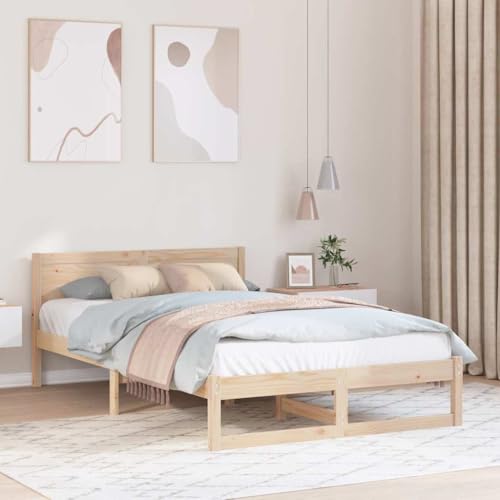 Qnhdfrt Bettgestell aus Massivholz Kiefer 120 x 200 cm Minimalistisches Design mit Stauraum Robuste Bauweise und geölte Oberfläche für Schlafzimmer von Qnhdfrt