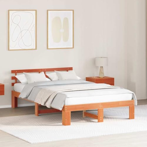 Qnhdfrt Bettgestell aus Massivholz Kiefer 120 x 200 cm Modernes Design mit Wachsbrown Finish Robust & Langlebig bis 200 kg Einfache Pflege für Schlafzimmer Erwachsene und Unisex von Qnhdfrt