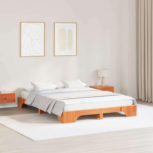 Qnhdfrt Bettgestell aus Massivholz Kiefer 150 x 200 cm Gewachste Braun Oberfläche Stabiles Design mit 300 kg Tragkraft Für Schlafzimmer und Gästezimmer Qnhdfrt Bettgestell aus Massivholz Kiefer 150 x 200 cm Gewachste Braun Oberfläche Stabiles Design mit 300 kg Tragkraft Für Schlafzimmer und Gästezimmer von Qnhdfrt