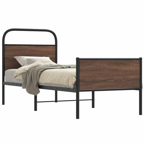 Qnhdfrt Bettgestell aus Stahl 75x190 cm Braun Eichen-Optik mit Lattenrost Robuste Metallkonstruktion für Schlafzimmer Gästebett oder Jugendbett Qnhdfrt Bettgestell aus Stahl 75x190 cm Braun Eichen-Optik mit Lattenrost Robuste Metallkonstruktion für Schlafzimmer Gästebett oder Jugendbett von Qnhdfrt