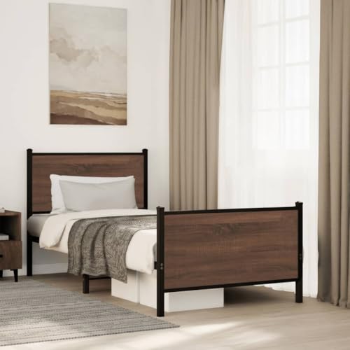 Qnhdfrt Bettgestell aus Stahl Braun Eichen-Optik 75x190 cm mit Lattenrost und Stauraum Robuste Metallkonstruktion für Schlafzimmer Gästebett und Jugendzimmer Qnhdfrt Bettgestell aus Stahl Braun Eichen-Optik 75x190 cm mit Lattenrost und Stauraum Robuste Metallkonstruktion für Schlafzimmer Gästebett und Jugendzimmer von Qnhdfrt