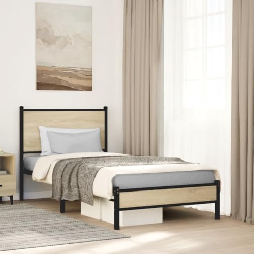Qnhdfrt Bettgestell aus Stahl mit Lattenrost Sonoma-Eiche 80x200 cm Robustes Metallbett mit Stauraum & Kopfteil für Schlafzimmer Gästebett oder Jugendzimmer Qnhdfrt Bettgestell aus Stahl mit Lattenrost Sonoma-Eiche 80x200 cm Robustes Metallbett mit Stauraum & Kopfteil für Schlafzimmer Gästebett oder Jugendzimmer von Qnhdfrt