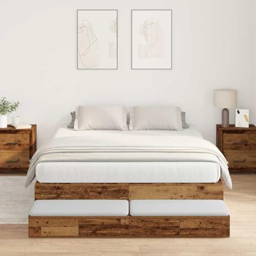 Qnhdfrt Bettgestell aus altem Holz 150x200 cm mit 8 Schubladen Rustikales Design und Stauraum für Schlafzimmer Robustes Ingenieurholz bis 450 kg Qnhdfrt Bettgestell aus altem Holz 150x200 cm mit 8 Schubladen Rustikales Design und Stauraum für Schlafzimmer Robustes Ingenieurholz bis 450 kg von Qnhdfrt