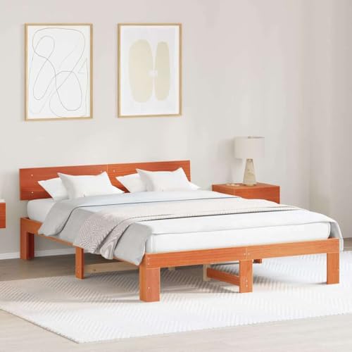 Qnhdfrt Bettgestell aus massivem Kiefernholz 150x200 cm mit Kopfteil Rustikales Design & Großer Stauraum Robustes Lattenrost für Einzelbett oder Doppelbett Qnhdfrt Bettgestell aus massivem Kiefernholz 150x200 cm mit Kopfteil Rustikales Design & Großer Stauraum Robustes Lattenrost für Einzelbett oder Doppelbett von Qnhdfrt