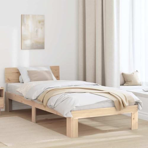 Qnhdfrt Bettgestell aus massivem Kiefernholz 75x190 cm mit Kopfteil Robuste Holzoptik & Stauraum für Schlafzimmer Einzelbett Natur Qnhdfrt Bettgestell aus massivem Kiefernholz 75x190 cm mit Kopfteil Robuste Holzoptik & Stauraum für Schlafzimmer Einzelbett Natur von Qnhdfrt