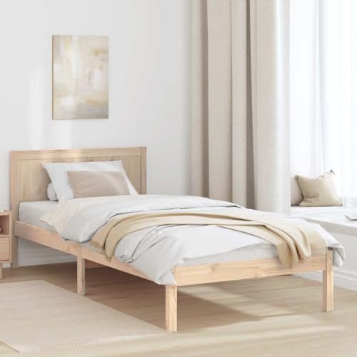 Qnhdfrt Bettgestell aus massivem Kiefernholz 90x200 cm Einzelbett mit minimalistischem Design und robuster Langlebigkeit für stilvolles Schlafzimmer von Qnhdfrt