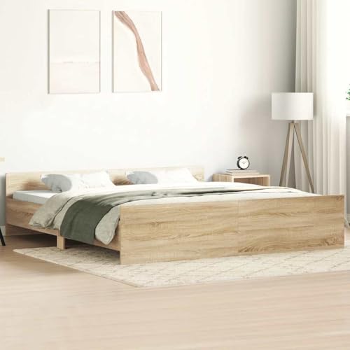 Qnhdfrt Bettgestell mit Kopf und Fußteil Sonoma Eiche 160x 200 cm Robustes Holz Bett mit Lattenrost für Erholsamen Schlaf Geeignet für Schlafzimmer und Gästezimmer Qnhdfrt Bettgestell mit Kopf und Fußteil Sonoma Eiche 160x 200 cm Robustes Holz Bett mit Lattenrost für Erholsamen Schlaf Geeignet für Schlafzimmer und Gästezimmer von Qnhdfrt