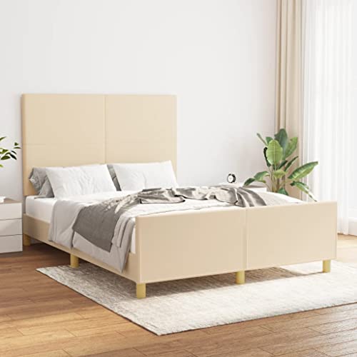 Qnhdfrt Bettgestell mit Kopfteil 140x190 cm Creme Stoff Langlebiges Holz Bett mit Höhenverstellbarem Kopfteil und Sperrholzlatten für Erholsamen Schlaf Qnhdfrt Bettgestell mit Kopfteil 140x190 cm Creme Stoff Langlebiges Holz Bett mit Höhenverstellbarem Kopfteil und Sperrholzlatten für Erholsamen Schlaf von Qnhdfrt