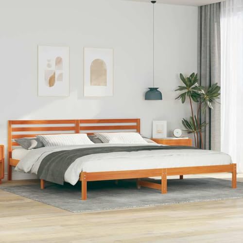 Qnhdfrt Bettgestell mit Kopfteil 200 x 220 cm Massivkiefer Modernes Design mit Festem Lattenrost und Einfacher Montage für Schlafzimmer Gästebett und Doppelbett Qnhdfrt Bettgestell mit Kopfteil 200 x 220 cm Massivkiefer Modernes Design mit Festem Lattenrost und Einfacher Montage für Schlafzimmer Gästebett und Doppelbett von Qnhdfrt
