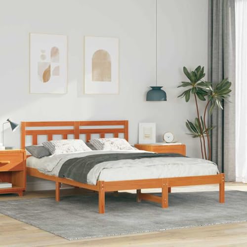 Qnhdfrt Bettgestell mit Kopfteil Braun 120 x 200 cm Massivholz Kiefer Modernes Design mit Stauraum Verstellbar und Robust für Schlafzimmer Gästezimmer und kleine Wohnungen Qnhdfrt Bettgestell mit Kopfteil Braun 120 x 200 cm Massivholz Kiefer Modernes Design mit Stauraum Verstellbar und Robust für Schlafzimmer Gästezimmer und kleine Wohnungen von Qnhdfrt