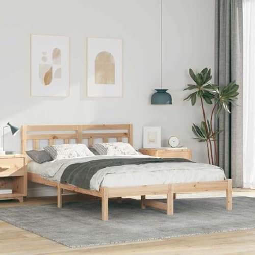 Qnhdfrt Bettgestell mit Kopfteil Braun 140 x 190 cm Massivholz Kiefer Modernes Design mit Stauraum Verstellbar und Robust für Schlafzimmer Gästezimmer Qnhdfrt Bettgestell mit Kopfteil Braun 140 x 190 cm Massivholz Kiefer Modernes Design mit Stauraum Verstellbar und Robust für Schlafzimmer Gästezimmer von Qnhdfrt