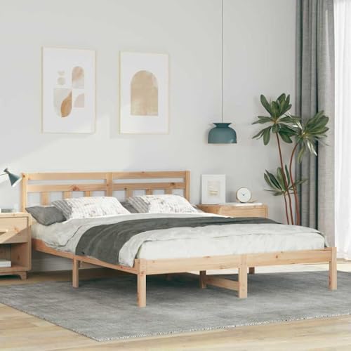 Qnhdfrt Bettgestell mit Kopfteil Braun 140 x 200 cm Massivholz Kiefer Modernes Design mit Stauraum Verstellbar & Robust für Schlafzimmer Gästezimmer und kleine Wohnungen Qnhdfrt Bettgestell mit Kopfteil Braun 140 x 200 cm Massivholz Kiefer Modernes Design mit Stauraum Verstellbar & Robust für Schlafzimmer Gästezimmer und kleine Wohnungen von Qnhdfrt