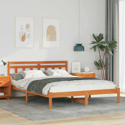 Qnhdfrt Bettgestell mit Kopfteil Braun 150 x 200 cm Kiefernholz Modernes Design mit Stauraum Verstellbar und Robust für Schlafzimmer Gästezimmer Qnhdfrt Bettgestell mit Kopfteil Braun 150 x 200 cm Kiefernholz Modernes Design mit Stauraum Verstellbar und Robust für Schlafzimmer Gästezimmer von Qnhdfrt