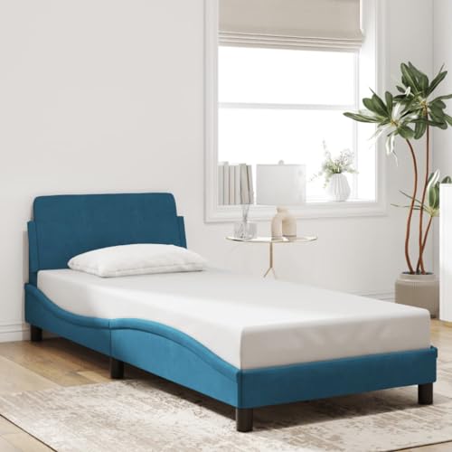 Qnhdfrt Bettgestell mit Kopfteil Dover Blau Samt 80x200 cm Modernes Wellendesign mit Stabilen Stützbeinen und Samtbezug für Schlafzimmer Qnhdfrt Bettgestell mit Kopfteil Dover Blau Samt 80x200 cm Modernes Wellendesign mit Stabilen Stützbeinen und Samtbezug für Schlafzimmer von Qnhdfrt