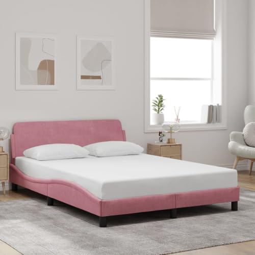 Qnhdfrt Bettgestell mit Kopfteil Dover Rosa 140x200 cm Samt Modernes Wellendesign mit Stabilen Stützbeinen für Erholsamen Schlaf aus Massivholz und Metall Qnhdfrt Bettgestell mit Kopfteil Dover Rosa 140x200 cm Samt Modernes Wellendesign mit Stabilen Stützbeinen für Erholsamen Schlaf aus Massivholz und Metall von Qnhdfrt