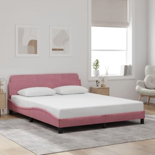 Qnhdfrt Bettgestell mit Kopfteil Dover Rosa 160x200 cm Samt Modernes Wellendesign mit Stützbeinen und Sperrholzlatten für erholsamen Schlaf Qnhdfrt Bettgestell mit Kopfteil Dover Rosa 160x200 cm Samt Modernes Wellendesign mit Stützbeinen und Sperrholzlatten für erholsamen Schlaf von Qnhdfrt