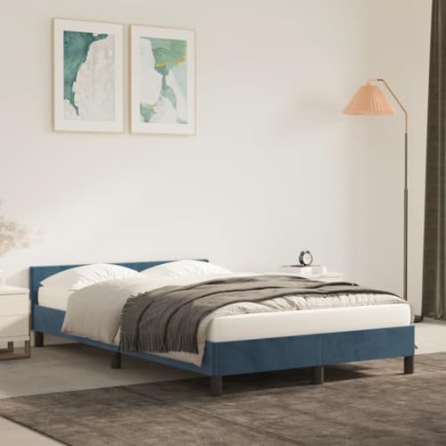 Qnhdfrt Bettgestell mit Kopfteil Dunkelblau 120x190 cm Samt Modernes Design mit Stabilen Stützbeinen und Sperrholzlatten für Erholsamen Schlaf Gästebett oder Familienbett Qnhdfrt Bettgestell mit Kopfteil Dunkelblau 120x190 cm Samt Modernes Design mit Stabilen Stützbeinen und Sperrholzlatten für Erholsamen Schlaf Gästebett oder Familienbett von Qnhdfrt