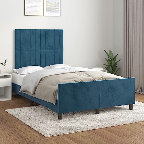 Qnhdfrt Bettgestell mit Kopfteil Dunkelblau 120x200 cm Samt Höhenverstellbar Massivholz Lattenrost für Erholsamen Schlaf Gästebett oder Doppelbett Qnhdfrt Bettgestell mit Kopfteil Dunkelblau 120x200 cm Samt Höhenverstellbar Massivholz Lattenrost für Erholsamen Schlaf Gästebett oder Doppelbett von Qnhdfrt