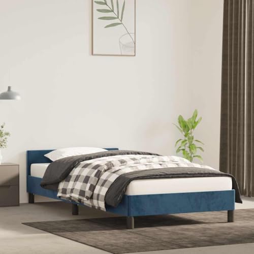 Qnhdfrt Bettgestell mit Kopfteil Dunkelblau 90x190 cm Samt Stoff Modernes Design für Erholsamen Schlaf Stabile Sperrholzlatten und Beine Qnhdfrt Bettgestell mit Kopfteil Dunkelblau 90x190 cm Samt Stoff Modernes Design für Erholsamen Schlaf Stabile Sperrholzlatten und Beine von Qnhdfrt