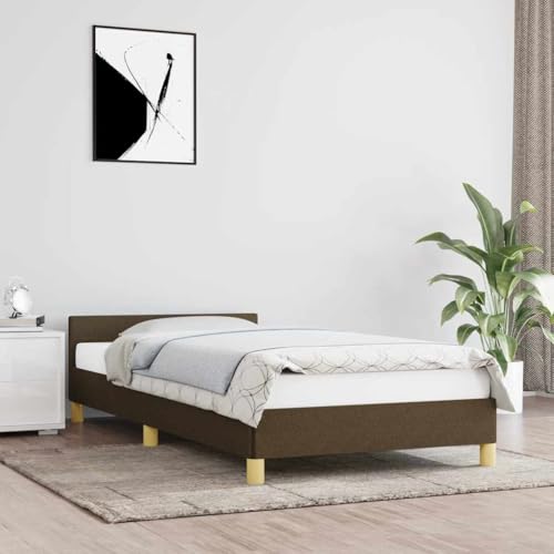 Qnhdfrt Bettgestell mit Kopfteil Dunkelbraun 90x200 cm aus Atmungsaktivem Stoff und Sperrholzlatten für Erholsamen Schlaf Gästebett oder Heimbett Qnhdfrt Bettgestell mit Kopfteil Dunkelbraun 90x200 cm aus Atmungsaktivem Stoff und Sperrholzlatten für Erholsamen Schlaf Gästebett oder Heimbett von Qnhdfrt
