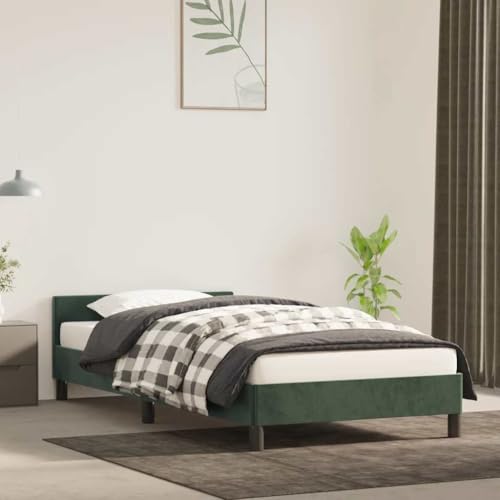 Qnhdfrt Bettgestell mit Kopfteil Dunkelgrün 100x200 cm Samt Modernes Design mit Stabilen Stützbeinen und Sperrholzlatten für Erholsamen Schlaf Qnhdfrt Bettgestell mit Kopfteil Dunkelgrün 100x200 cm Samt Modernes Design mit Stabilen Stützbeinen und Sperrholzlatten für Erholsamen Schlaf von Qnhdfrt
