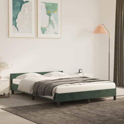 Qnhdfrt Bettgestell mit Kopfteil Dunkelgrün 140x200 cm Samt Modernes Design mit Stabilen Stützbeinen und Sperrholzlatten für Erholsamen Schlaf Qnhdfrt Bettgestell mit Kopfteil Dunkelgrün 140x200 cm Samt Modernes Design mit Stabilen Stützbeinen und Sperrholzlatten für Erholsamen Schlaf von Qnhdfrt