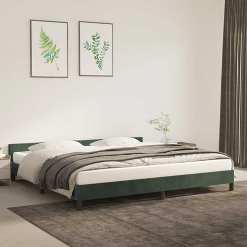 Qnhdfrt Bettgestell mit Kopfteil Dunkelgrün 200x200 cm Samt Modernes Design mit Stabilen Stützbeinen und Sperrholzlatten für Erholsamen Schlaf Qnhdfrt Bettgestell mit Kopfteil Dunkelgrün 200x200 cm Samt Modernes Design mit Stabilen Stützbeinen und Sperrholzlatten für Erholsamen Schlaf von Qnhdfrt