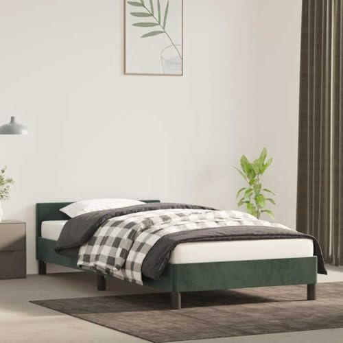 Qnhdfrt Bettgestell mit Kopfteil Dunkelgrün 90x190 cm Samt Modernes Design mit Stabilen Stützbeinen und Sperrholzlatten für Erholsamen Schlaf Qnhdfrt Bettgestell mit Kopfteil Dunkelgrün 90x190 cm Samt Modernes Design mit Stabilen Stützbeinen und Sperrholzlatten für Erholsamen Schlaf von Qnhdfrt