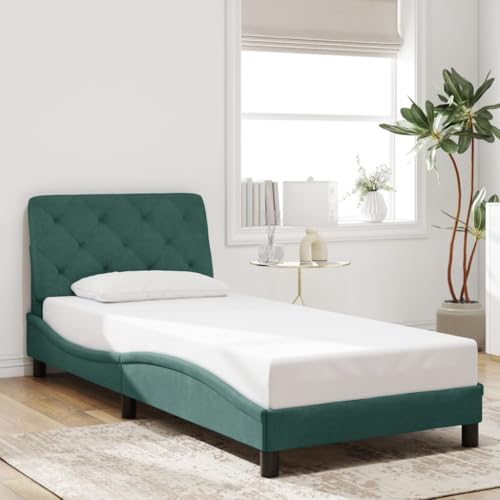 Qnhdfrt Bettgestell mit Kopfteil Dunkelgrün 90x200 cm Samt Modernes Wellendesign mit Schaumstoff-Kopfteil für Erholsamen Schlaf Geeignet für Schlafzimmer Gästebett oder Jugendzimmer Qnhdfrt Bettgestell mit Kopfteil Dunkelgrün 90x200 cm Samt Modernes Wellendesign mit Schaumstoff-Kopfteil für Erholsamen Schlaf Geeignet für Schlafzimmer Gästebett oder Jugendzimmer von Qnhdfrt