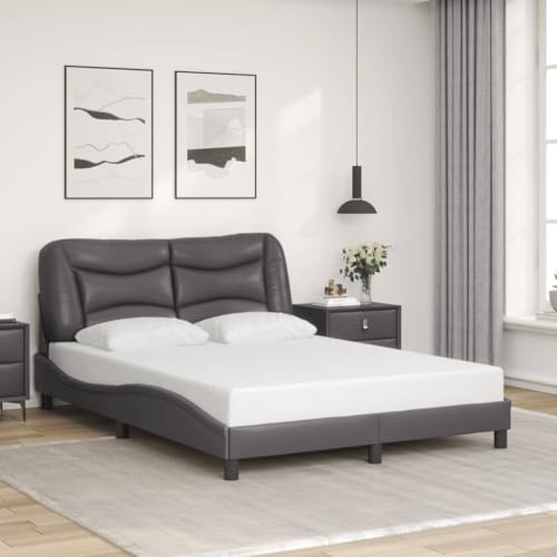 Qnhdfrt Bettgestell mit Kopfteil Grau 140x190 cm Kunstleder Modernes Wellendesign mit PP-Faser Kissen Langlebiges Material für erholsamen Schlaf Qnhdfrt Bettgestell mit Kopfteil Grau 140x190 cm Kunstleder Modernes Wellendesign mit PP-Faser Kissen Langlebiges Material für erholsamen Schlaf von Qnhdfrt